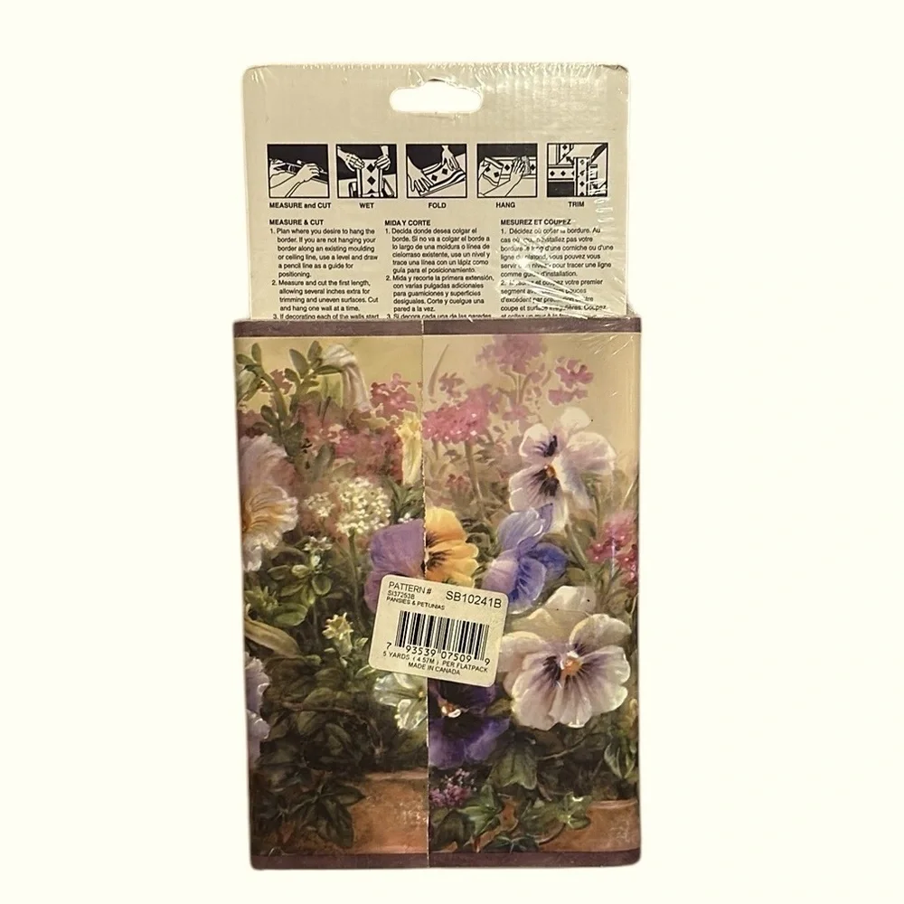 Vintage Expressions Floral Print Pre-Pasted Wallpaper Border New in Package
